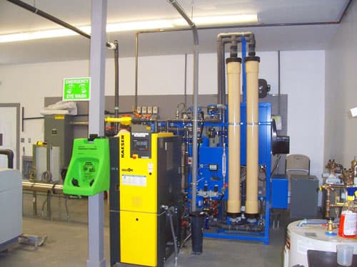 Water treatment equipment installed inside a pump station building