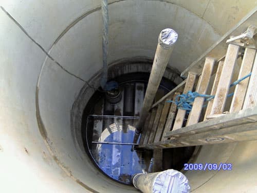 Interior view down a precast concrete access shaft